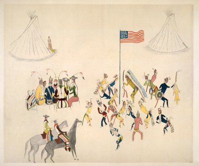 Shoshone Dans Alleen Door Mannen (pigment op katoen) door Charles Washakie